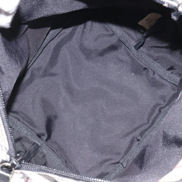 BURBERRY Nova Check Blue Label Hand Bag Nylon Red Silver Auth hs1715 - Picture 12 of 16